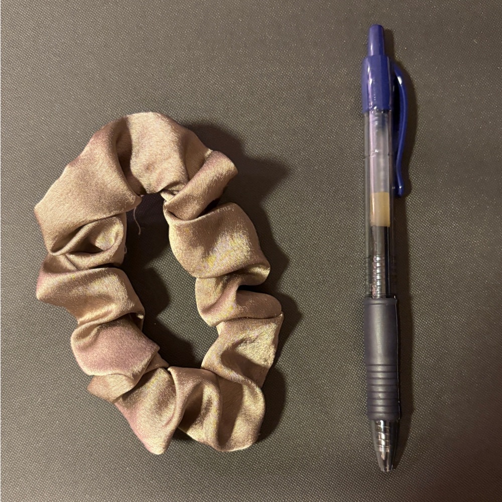 LIKE NEW - Tan satin medium size scrunchie